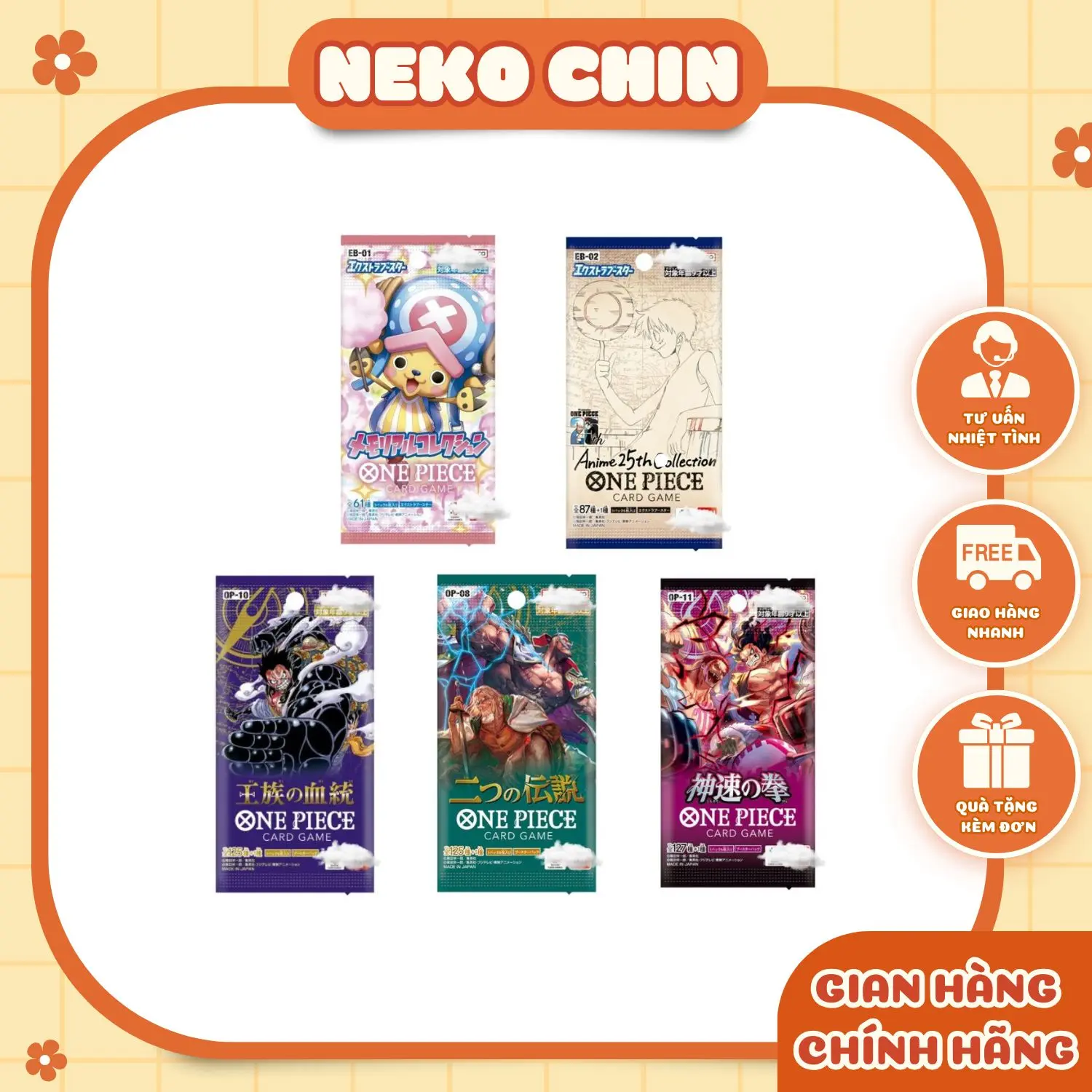 Thẻ TCG One Piece - Prb-01, OP-08, EB-01, EB-02 OP-07, OP-09,OP-10 (1 pack lẻ) – Thẻ Bài Anime – Chính Hãng Nhật
