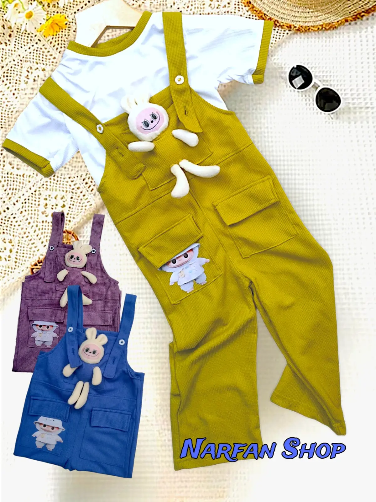 Set Overaal Anak Perempuan Bahan Rajut Model Celana Panjang Buat Usia 1-10 Tahun