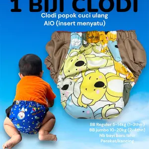 Clodi murah 1 biji  BB Reguler 3-14kg (1-3thn ) BB jumbo 10-20kg (2-4thn)  clodi sultan