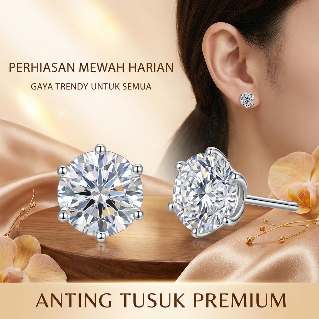 Anting stud kristal 6mm classy simple dan berkelas