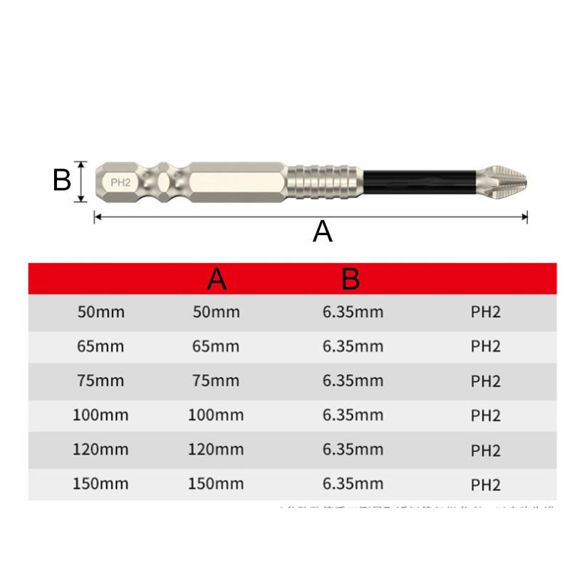 Bộ Mũi Khoan Chéo PH2 Từ Tính, Chống Gỉ Sét, Chống Mài Mòn, Thích Hợp Cho Máy Khoan Cầm Tay 5