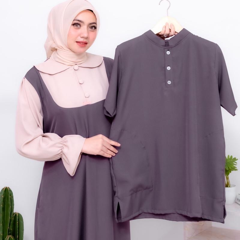 Ghania Set Couple Gamis Couple Satu Set Terbaru 2025 Material Tiffany Premium Lebaran 5
