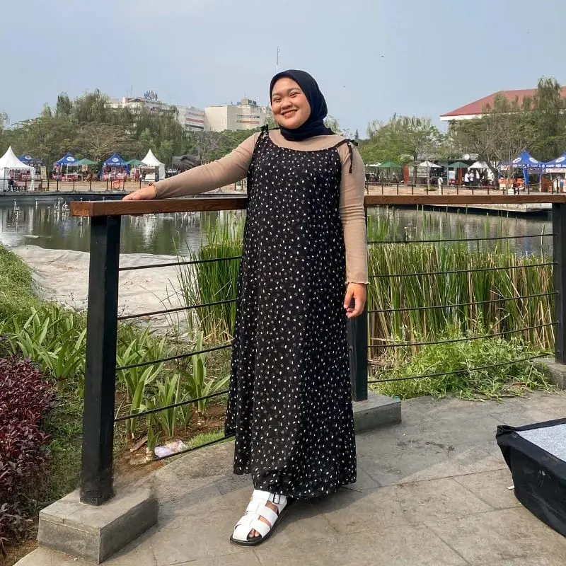 OVERALL JUMBO XXXL / JISOO OVERALL OUTER DRESS POLOS KOREAN LOOK MAYUNG MUSLIM JUMBO XXL / Overall dress Muat 40-90kg / SLOOPY OVERALL DRESS JUMBO operol  cewek  import Airflow Crinkle Maxi 3