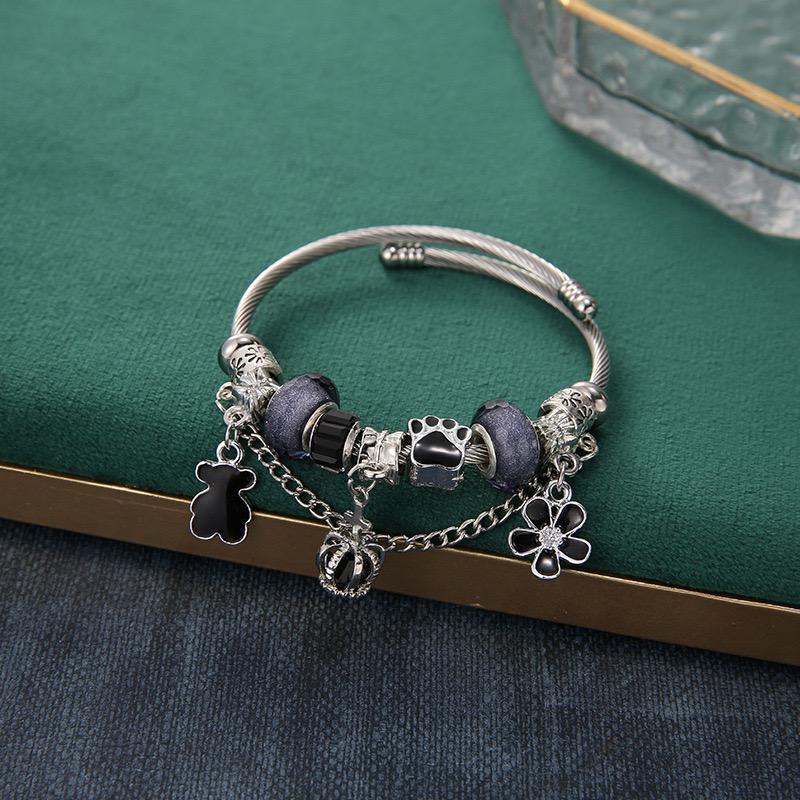 COD Gelang Titanium Kalung Titanium Wanita Mahkota Berkualitas Tinggi Beruang Bunga dengan Ukuran yang Dapat Disesuaikan Bracelets 1