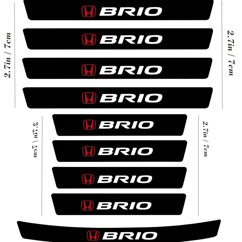 Stiker Door Sill Plate Tulisan Brio Stiker Honda Pelindung Pijakan Lantai Kaki Mobil Bahan Carbon 3D Anti Gores Coklat 4