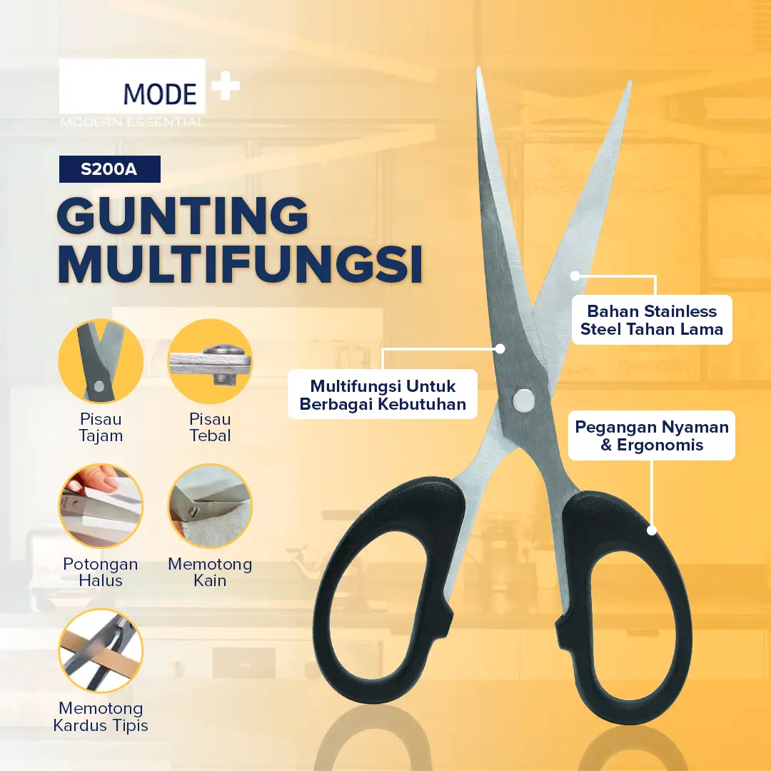 MODE+ Gunting Serbaguna Multifungsi Stainless-Steel // S200A