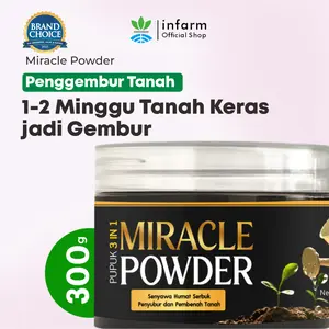 INFARM - Miracle Powder Pupuk Asam Humat 300 Gram Pupuk Pembenah Tanah & Penyubur Sayuran Pupuk Organik 3 in 1 Perbaiki Struktur Tanah, Tingkatkan Nutrisi, Suburkan Tanaman Kangkung, Bayam, Sawi, Tomat, Cabai  Media Tanam Lebih Gembur & Subur