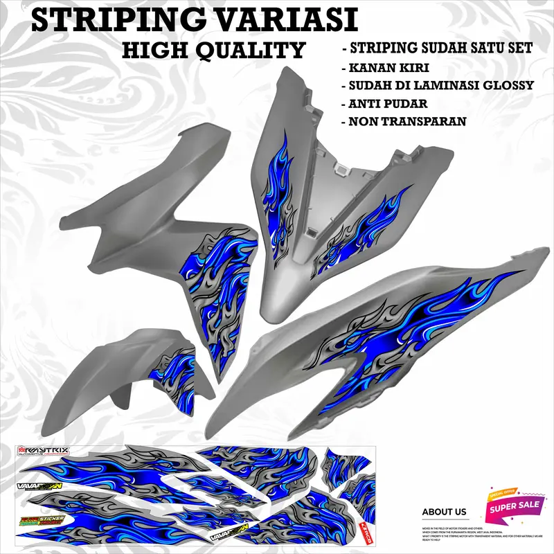 VARIASI 1 STRIPING VARIO GEN 1 STICKER MOTOR MOTIP API BIRU Motorcycle 1