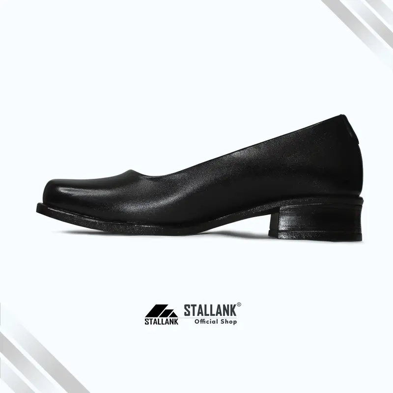 STALLANK || Sepatu Pantofel Kerja Wanita Asli Kulit Heels Shoes Hitam 3