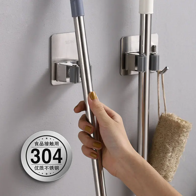 Kitchen, toilet, mop hook, hole free toilet storage tool, adhesive hook, broom clip, hanging rack, strong adhesive wall hanging mop clip