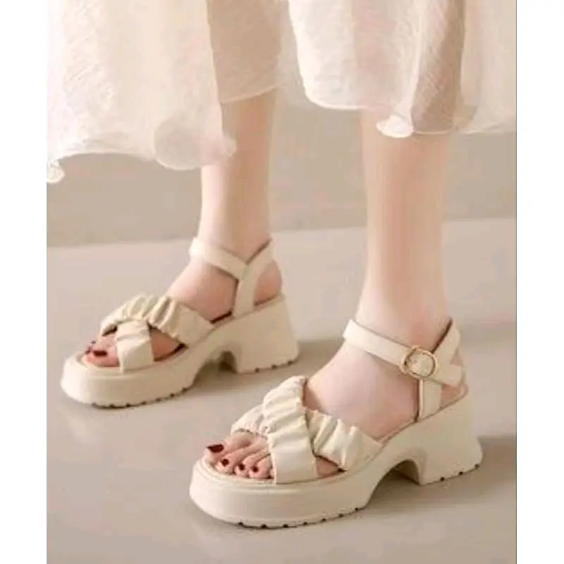 KUNFAYAKUN - MILA Sandal High Heels Wanita Silang Kerut