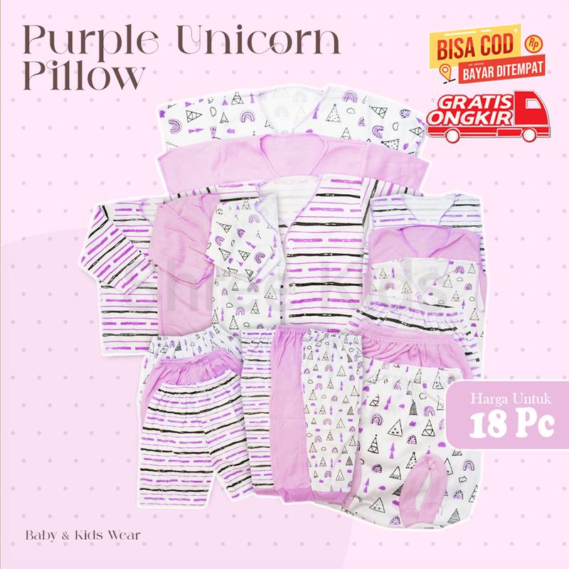 Paket 18pcs Setelan Baju Bayi Celana Bayi Baru Lahir Gift Set Baby Serian Ungu SNI SR 03 1