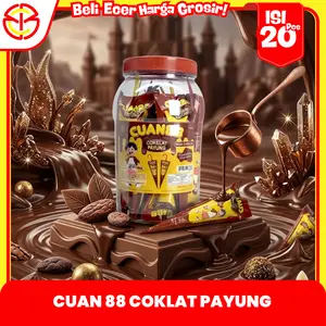 CUAN 88 Coklat Payung Wafer Cone Toples Isi 20 Pcs Snack Jadul Manis Renyah Harga Murah Cocok Untuk Jualan Warung & Reseller Cemilan Biskuit Makanan Nostalgia Favorit Semua Food Jajanan Kering