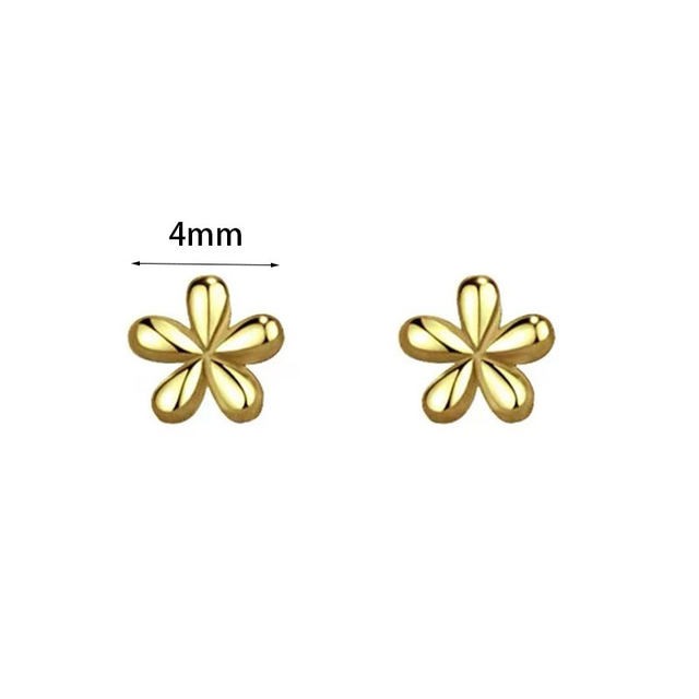 Anting-Anting Kancing Bunga Kecil Mini  Minimalis Kecil untuk Perhiasan Tindik Telinga Sederhana Wanita Perak gold