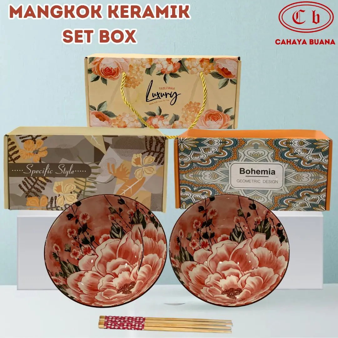 Hampers Mangkok keramik set / 2 Mangkok + 2 Pasang sumpit