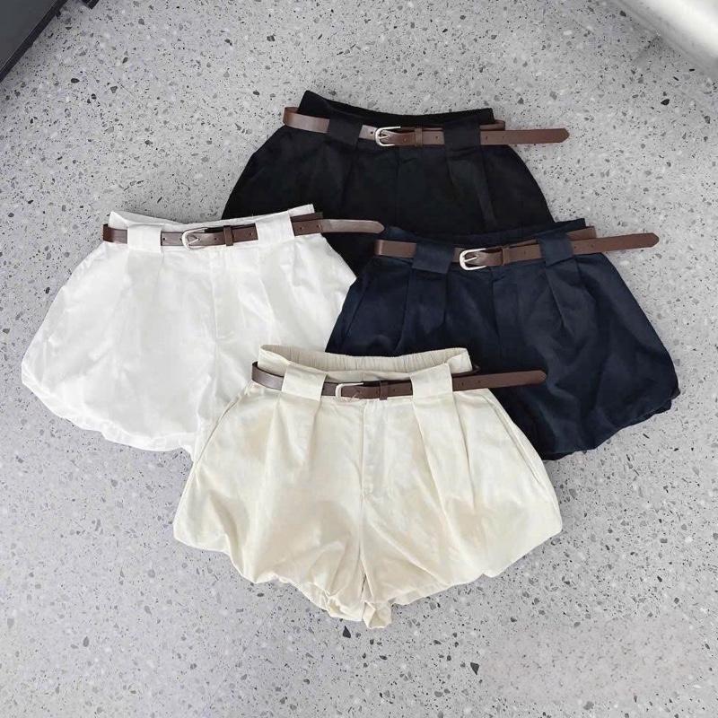 Quần short thô dáng bí bồng kèm đai Hàng QCL1, Quần short nữ dáng bí bên trong có lót mềm mại thoải mái #Lynk nhi