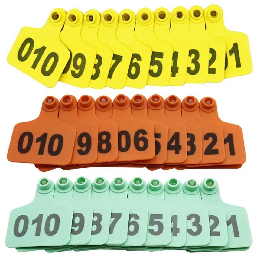 100PC Ukuran L Eartag Kambing Babi Domba Ear Tag Sapi Penanda 100 pcs Anting Identifikasi Ternak Set Persediaan Hewan Ternak Ternak