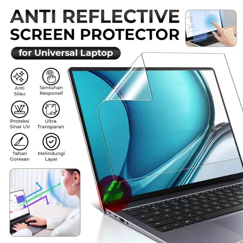 AR Anti Gores Reflective Universal Laptop 13 14 15 16 17 inci inch Screen Guard Protector Reflective Glossy Ultra Clear
