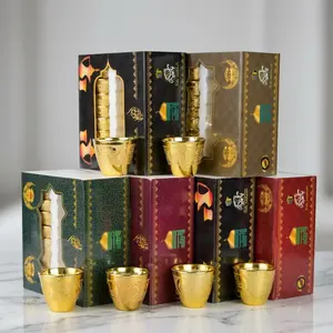 Gelas Cucing 1Lusin Motif Kabah Warna Emas Isi 12 Pcs Gelas Mini Air Zam Zam / Gelas air zamzam