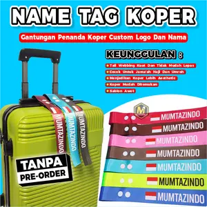 MUMTAZINDO - Name Tag Koper Custom Nama Estetik dengan Logo Bendera dan Ka'bah untuk Haji, Umroh dan Traveling