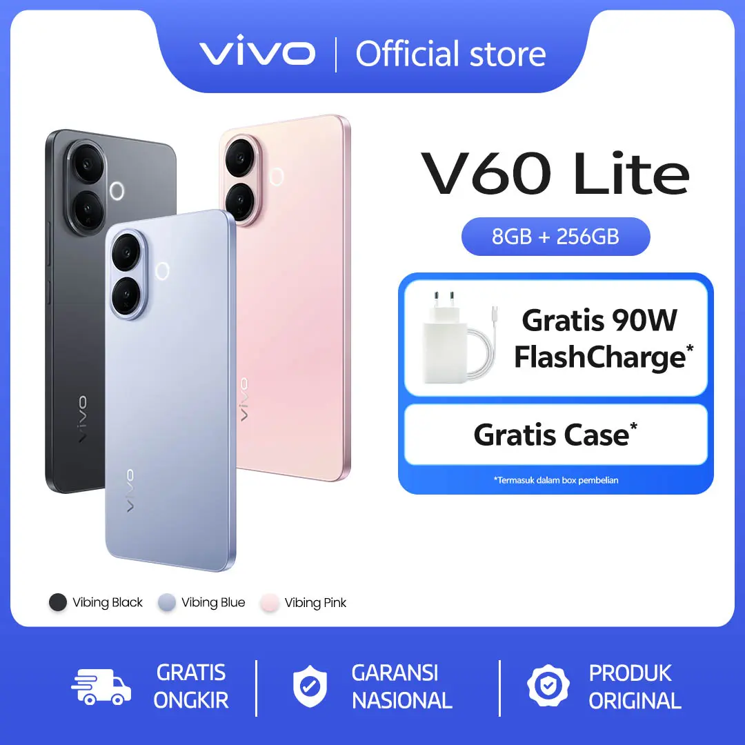 [NEW LAUNCH] vivo V60 Lite 4G (8/256) 50MP Sony Camera, 6500 mAh + 90W FlashCharge, Bypass Charging, AI Four-Seasons, SGS 5-Star Drop Resistance