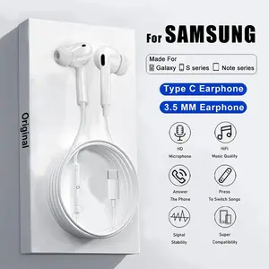Original Type C Wired Earbuds Headphones For Samsung Galaxy S25 Ultra S23FE S24 Plus A16 A36 A56 Music Call Earphone Accessories
