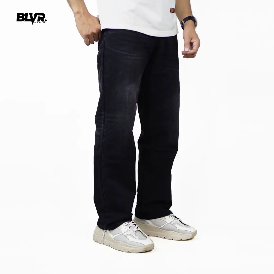 BLVRDNM Celana jeans hitam loose fit pria - NIGHTFALL CLASSIC