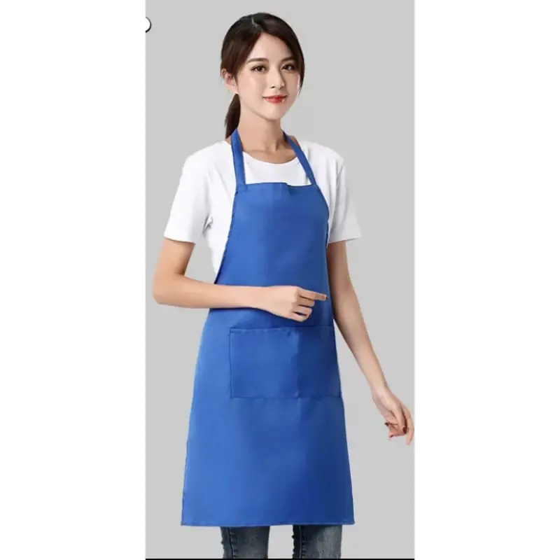 Celemek style polos hitam Unisex Apron masak dapur cocok untuk With Pocket Black 2