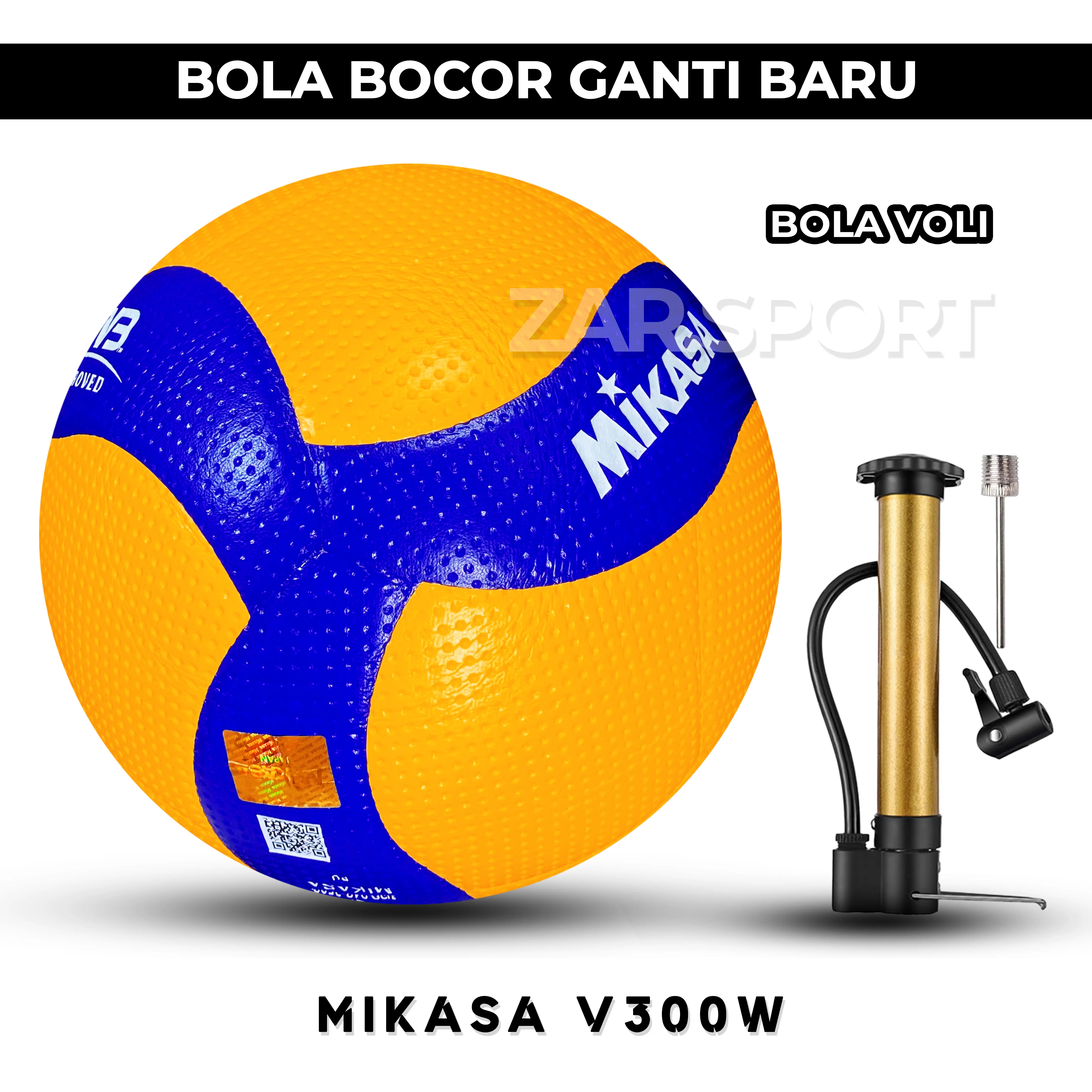 Bola Voli Mikasa V300W Grad Original GRATIS POMPA | 100% Real Pict | Indoor | Outdoor | Turnamen Volleyball - V300W GLOSSY , FREE POMPA + PENTIL + JARING