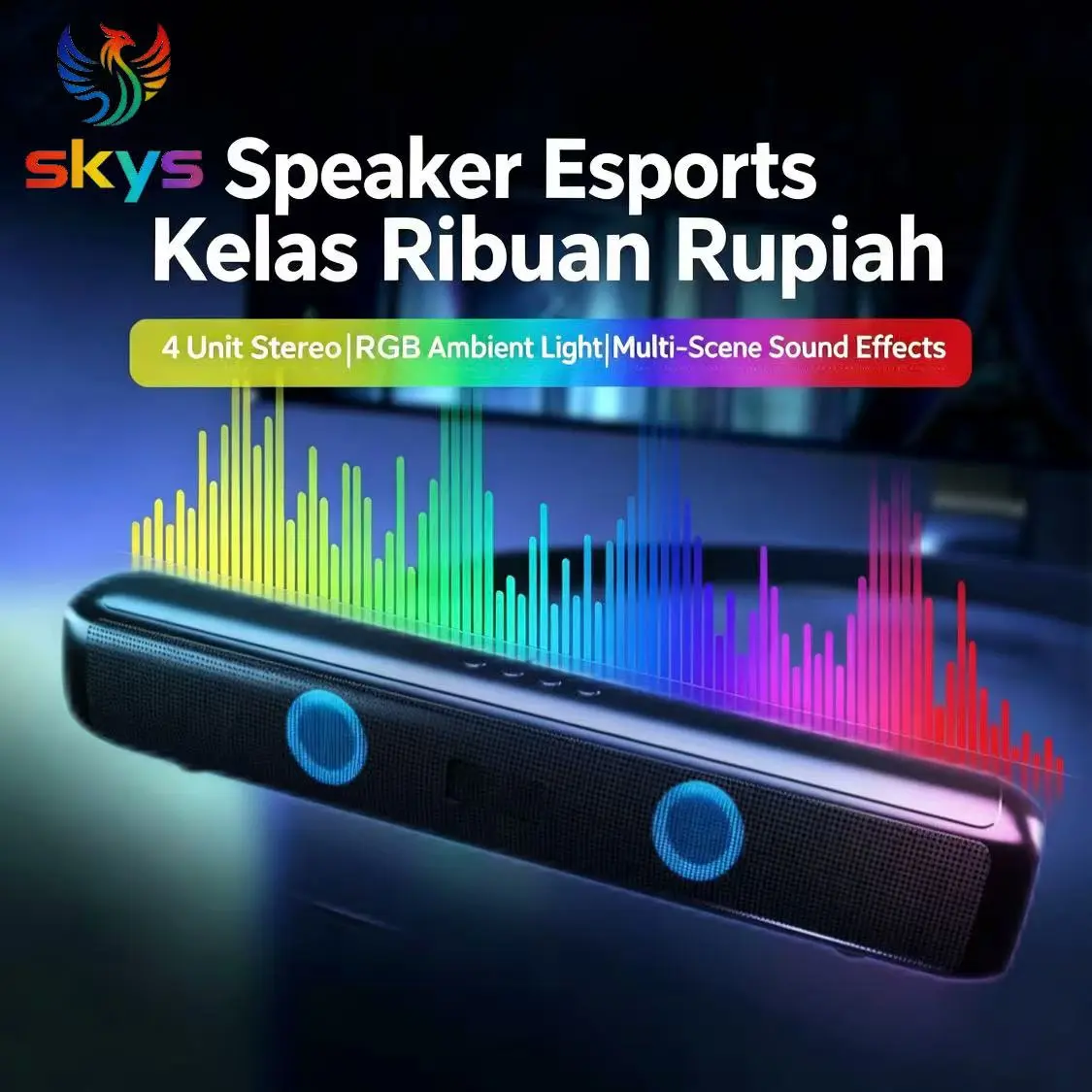SKYS Speaker Bluetooth TWS Panjang A100 BT Double Speaker Super Bass For TV Pc Laptop Phone Gaming Home Theater Audio System