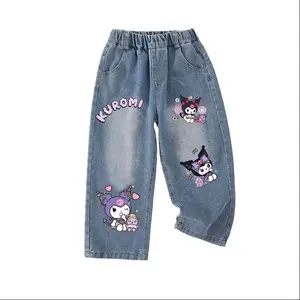 Celana Kulot Jeans Import Fashion Anak Perempuan Usia 2-12 Tahun Kartun Karakter Printed