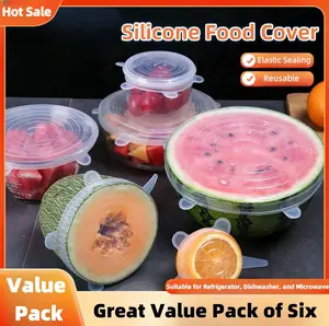 Penutup Pengawet Silikon – Set Enam Potong. Dapat digunakan untuk pemanasan di microwave