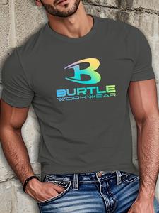 メンズ 夏用 レタープリント半袖Tシャツ、通気性が良く柔らかく軽量な生地、全9色展開