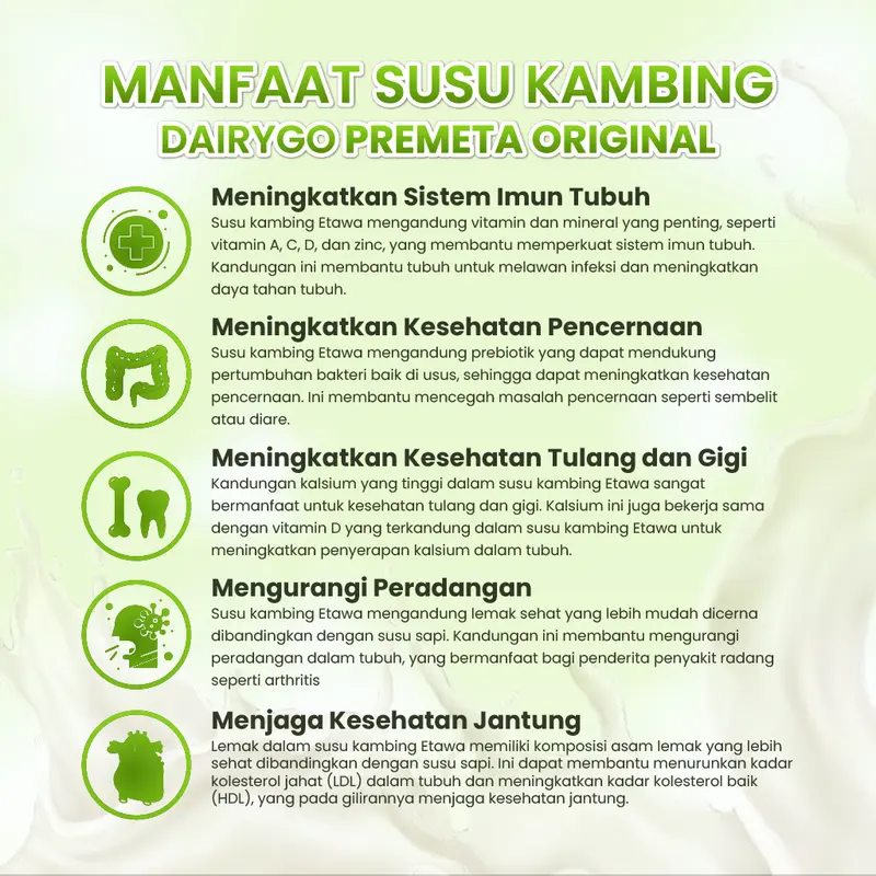 Susu Kambing Etawa Bubuk Original 1 kilogram Atasi Asma Infeksi Paru-Paru TBC dan Masalah Pernapasan Lainnya / Aman Untuk Diabetes / Premeta Original 2