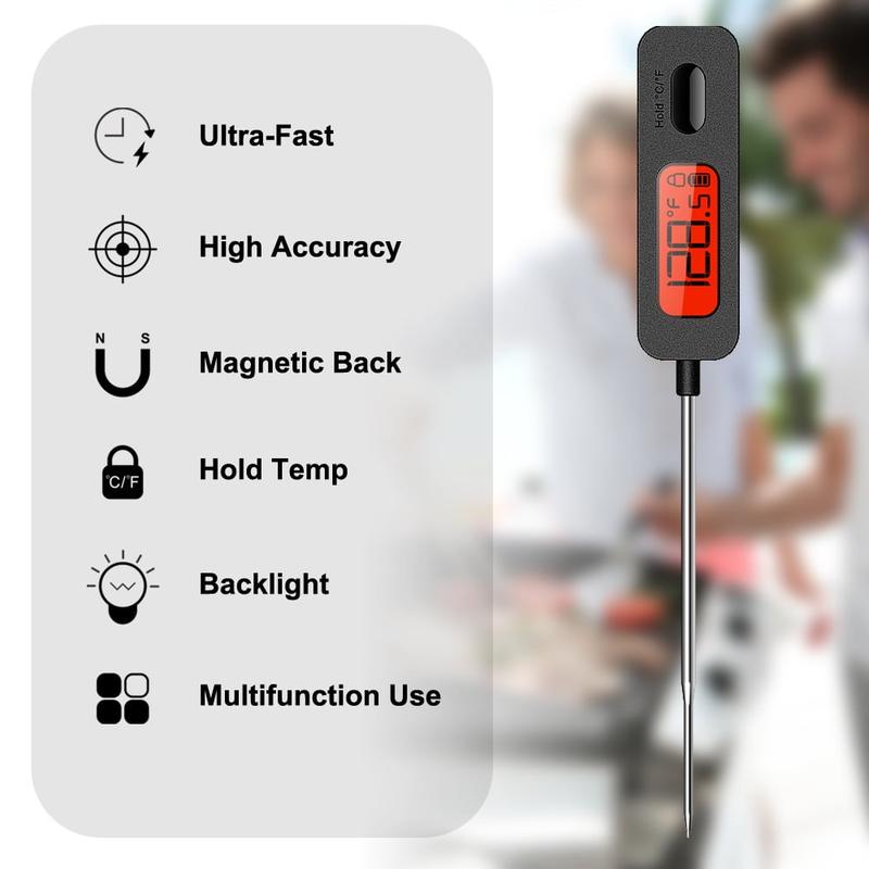 Product Introduction of Meat Thermometer Digital Instant Read LCD Screen Roasting Kitchen Thermometer for Food Meat Grill Milk with Magnetic Back 5