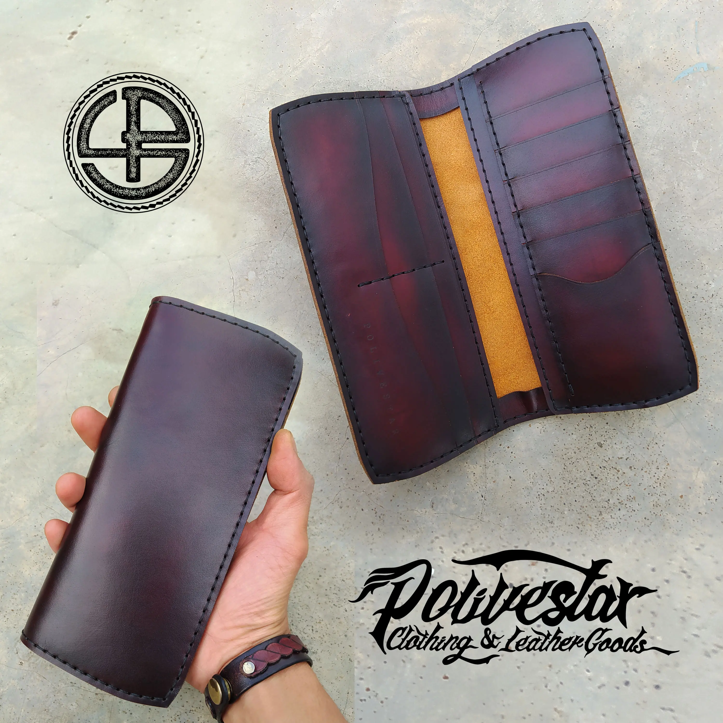 POLIVESTAR Dompet Kulit Asli Handmade untuk Pria dan Wanita