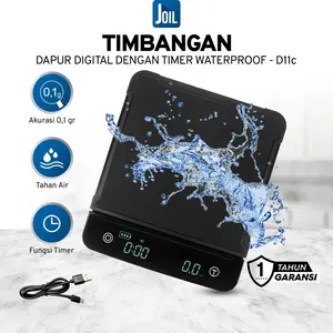 Joil Timbangan Kopi Digital 0.1gr/3Kg Auto-Timer & Akurasi Tinggi USB Portable Chargeable - D11C Alat Dapur