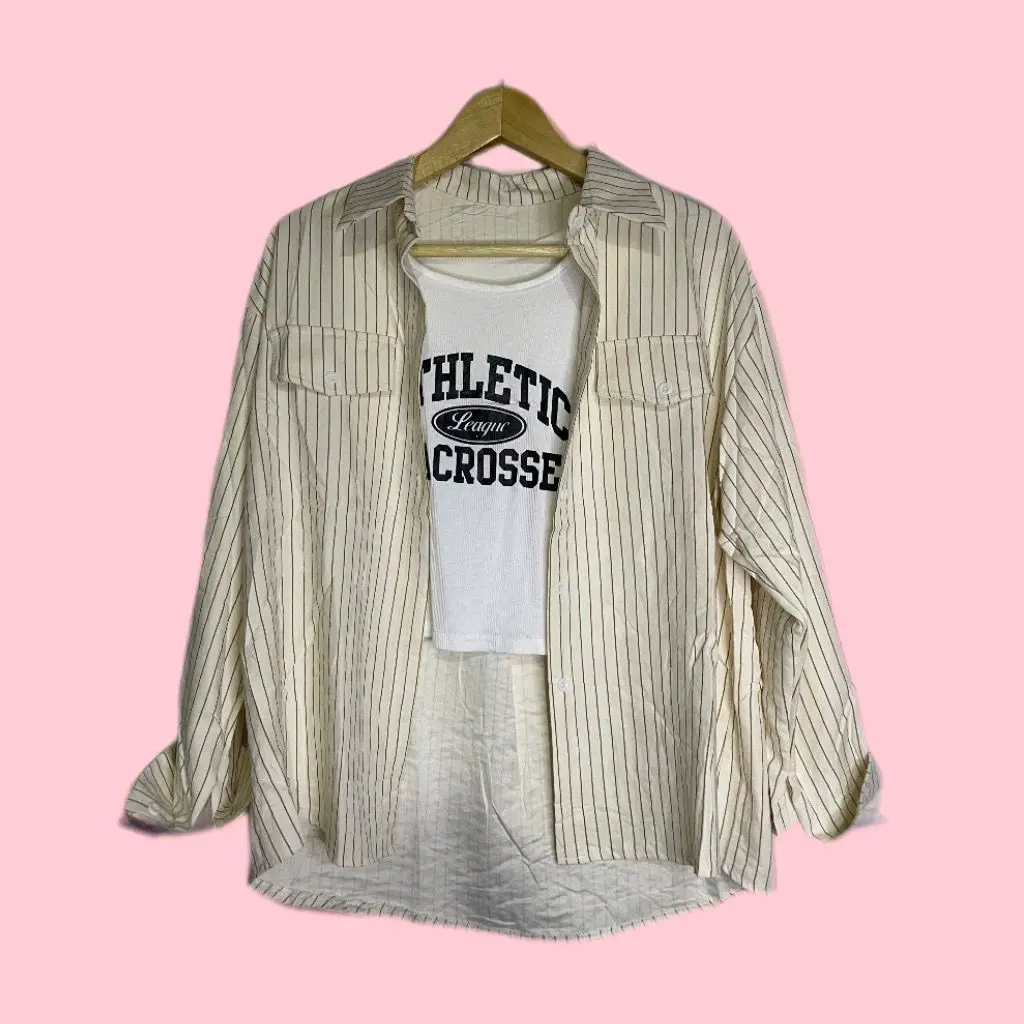 kemeja salur cotton set inner import premium