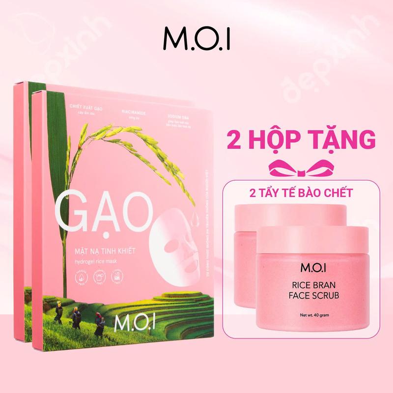Combo 2 Hộp Mặt Nạ Gạo MOI Tinh Khiết Sáng Da - Hydrogel Rice Mask