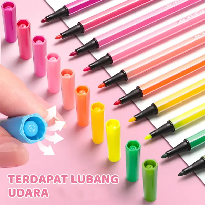 YH SPIDOL ANAK 1 SET PULPEN MARKER SPIDOL WARNA WARNI 12/24 WARNA / HEXAGONAL WATERCOLOR MARKER PEN 1