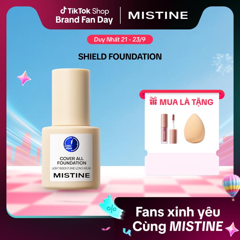 [LIVE] MISTINE Kem nền dạng lỏng dưỡng ẩm lâu trôi 30g + [QUÀ] 1 Son bóng + 1 bông mút trứng
