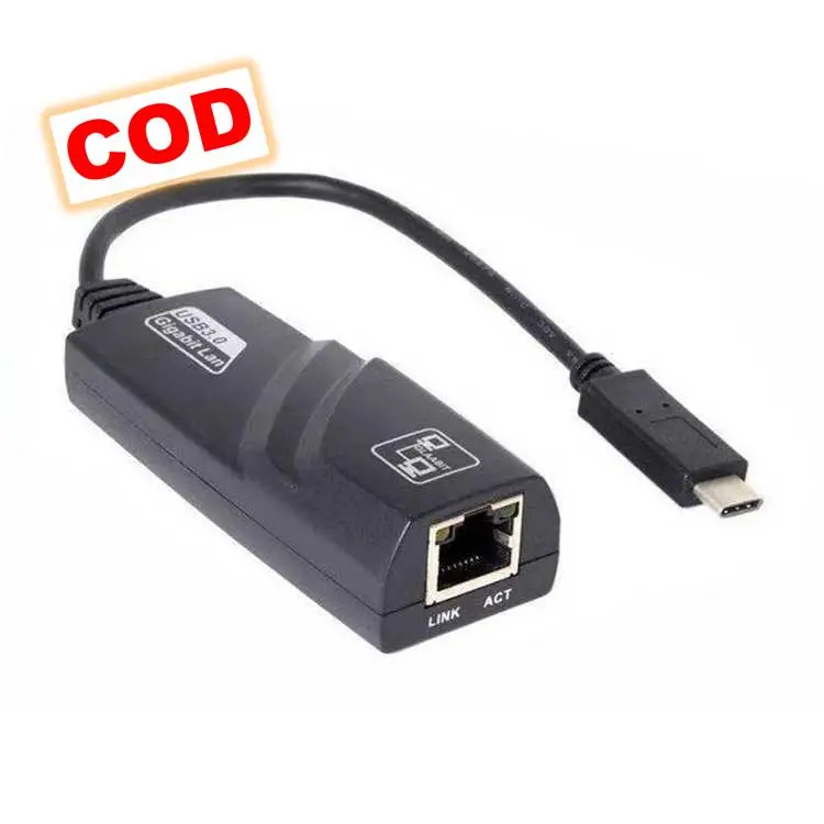 Adaptor USB Type C ke RJ45 Ethernet Converter LAN 100Mbps untuk Laptop Kompatibel Mac Linux Windows