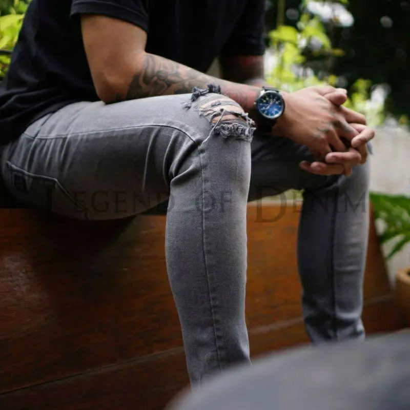 Celana Jeans Putih Skinny Stretch Pria Celana Putih Sobek Celana Sobek Putih Sobek Ripped Jeans Celana Sobek Celana Jeans Sobek Celan Sobek Pria 7