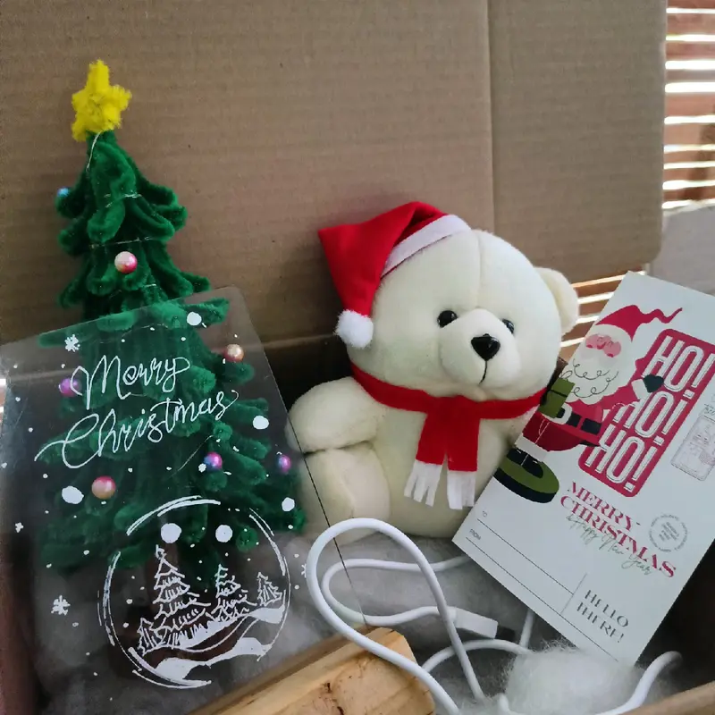 PAKET GIFT HAMPERS NATAL pipe cleaner, boneka dan papan akrilik Souvenir dan Hadiah Natal 3