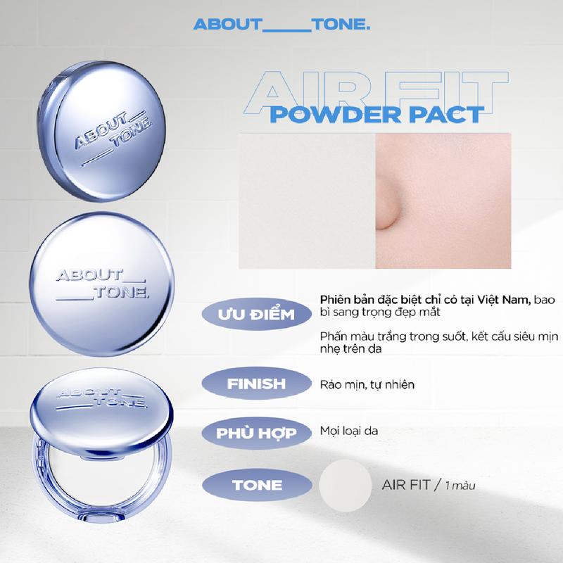  LIVE -  BLUE Phiên Bản Đặc Biệt  Phấn Phủ Kiềm Dầu Mỏng Mịn Dạng Nén Thuần Chay About Tone Air Fit Powder Pact 8gram Trong Suốt Mịn Màng Cosmetic Mỹ Phẩm Trang Điểm 