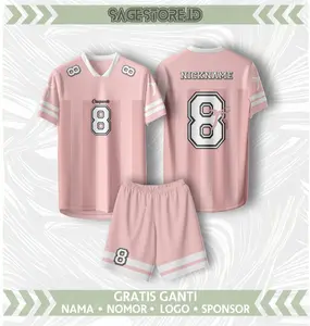 BAJU JERSEY COQUEETE SETELAN ATASAN AESTHETIC KOREA // Ballet Football Ribbon Pink White Full Print Free Nameset SSBW47 coquette