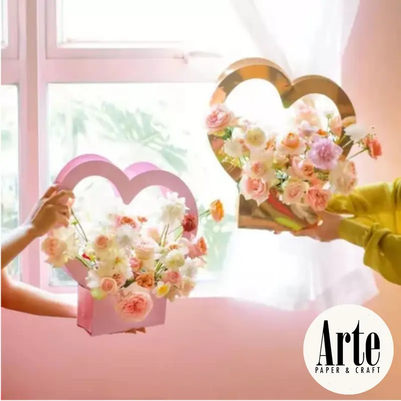 ARTE Heart Florist Bag | Flower Box | Kotak Tenteng Bunga | Tas Bunga | Kotak Bunga Bentuk Hati Cinta| Handy Bag Florist | P.HFB 6