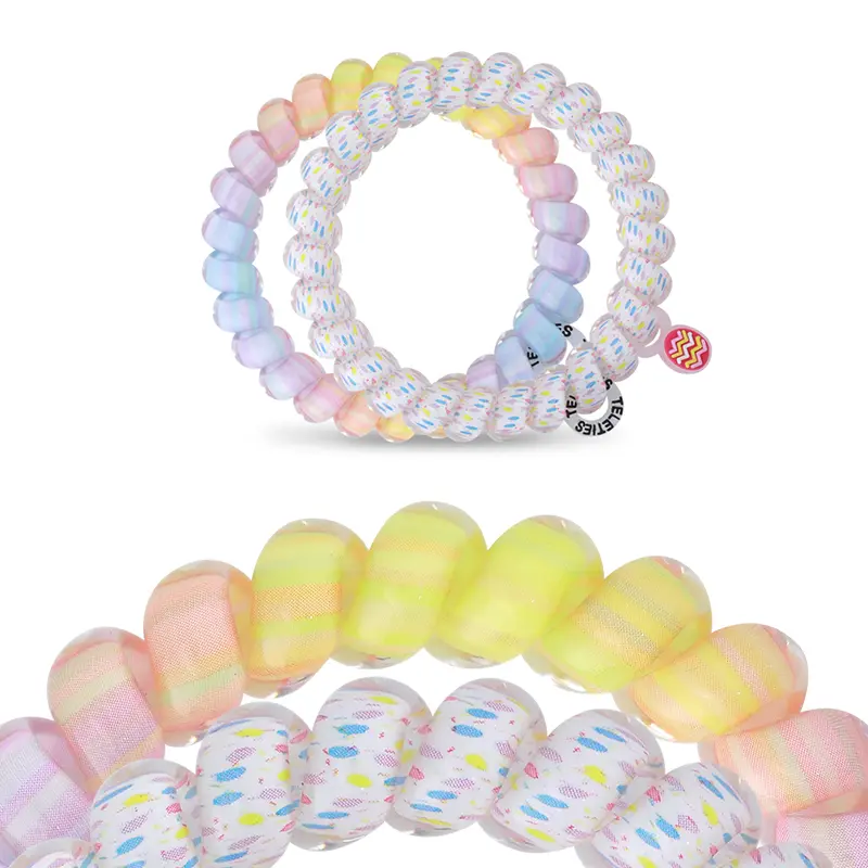 Dây Buộc Tóc, TELETIES, Pastel Bliss (Bộ Sưu Tập Sống Động), Chống Nước, Chống Gập, Dính Chắc, Dây Buộc Tóc Hoàn Hảo, Đàn Hồi Tóc, Dây Buộc Tóc, Dây Buộc Tóc, Dành Cho Phụ Nữ Và Trẻ Em Gái, 2 Gói, Cỡ Lớn / Trung Bình
