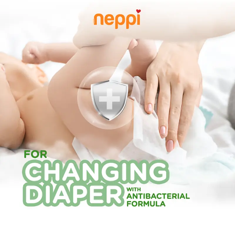(6 Pcs x 50 Lembar) Neppi Tisu / Tissue Basah Antibacterial Changing diapers Wipes Non-Parfum 3