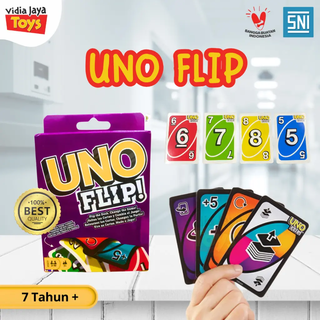 Vidia Jaya Toys Kartu Permainan Uno Flip Seru Dua Sisi Untuk Keluarga Dan Anak uno  +100